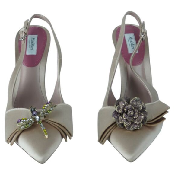 Max Mara Bussola Satin Slingback Pumps